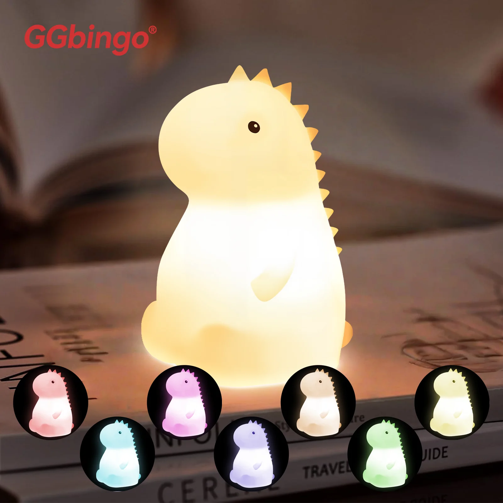Cute Pear Night Light 7-Color Dimmable Touch-Controlled Night Light Silicone Stress Reducing Pat Duck Lamp USB Rechargeable