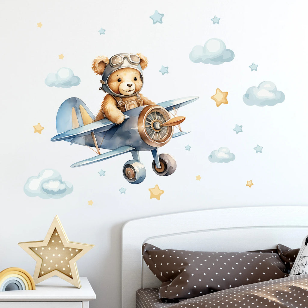 Adventure Pilot Bear Wall Sticker