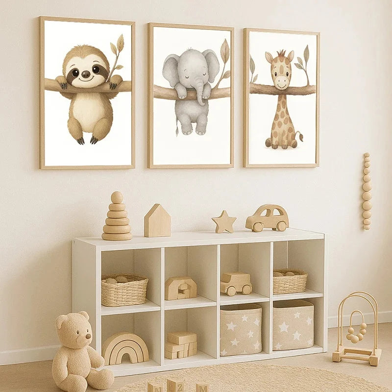 1/3pcs Cute Animal Wall Art Poster