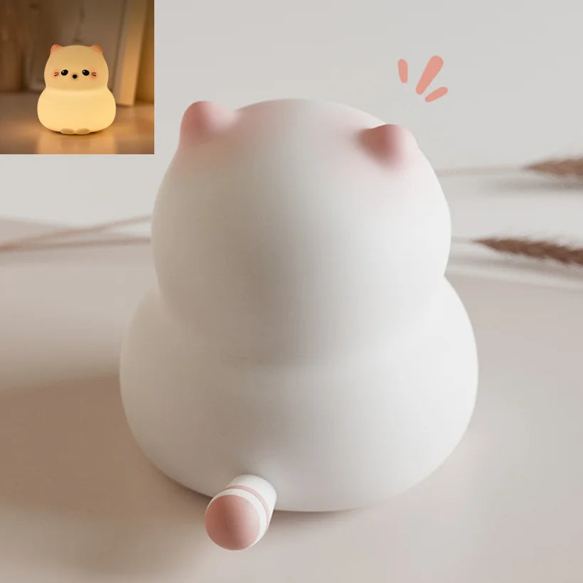 Cute Pear Night Light 7-Color Dimmable Touch-Controlled Night Light Silicone Stress Reducing Pat Duck Lamp USB Rechargeable