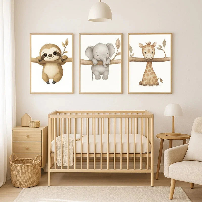 1/3pcs Cute Animal Wall Art Poster