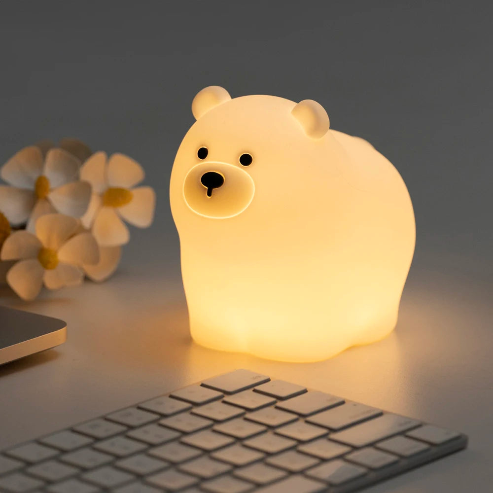 Cute Pear Night Light 7-Color Dimmable Touch-Controlled Night Light Silicone Stress Reducing Pat Duck Lamp USB Rechargeable