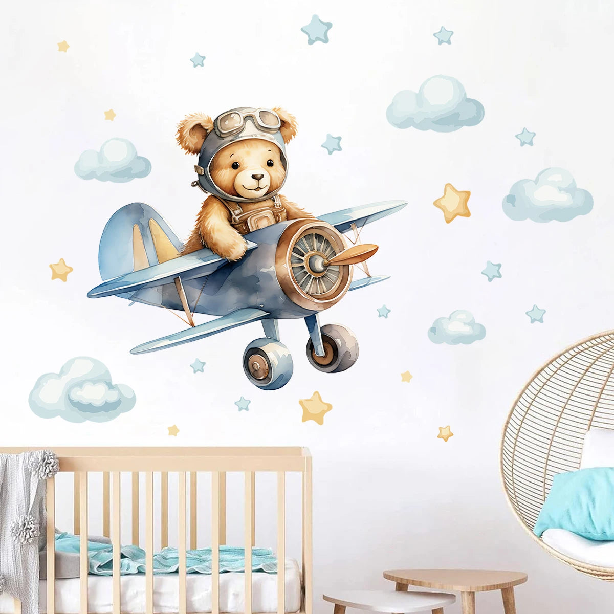 Adventure Pilot Bear Wall Sticker