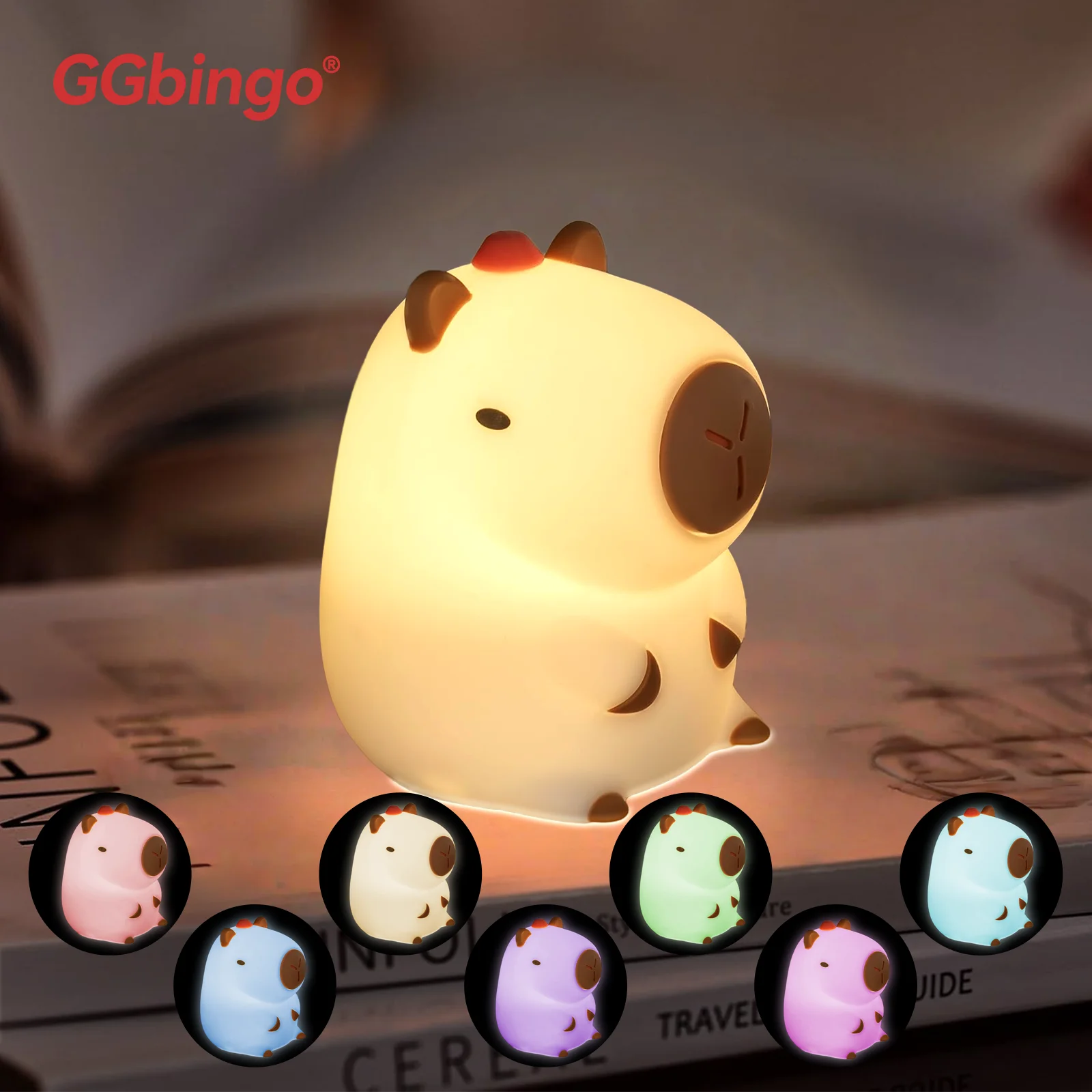 Cute Pear Night Light 7-Color Dimmable Touch-Controlled Night Light Silicone Stress Reducing Pat Duck Lamp USB Rechargeable