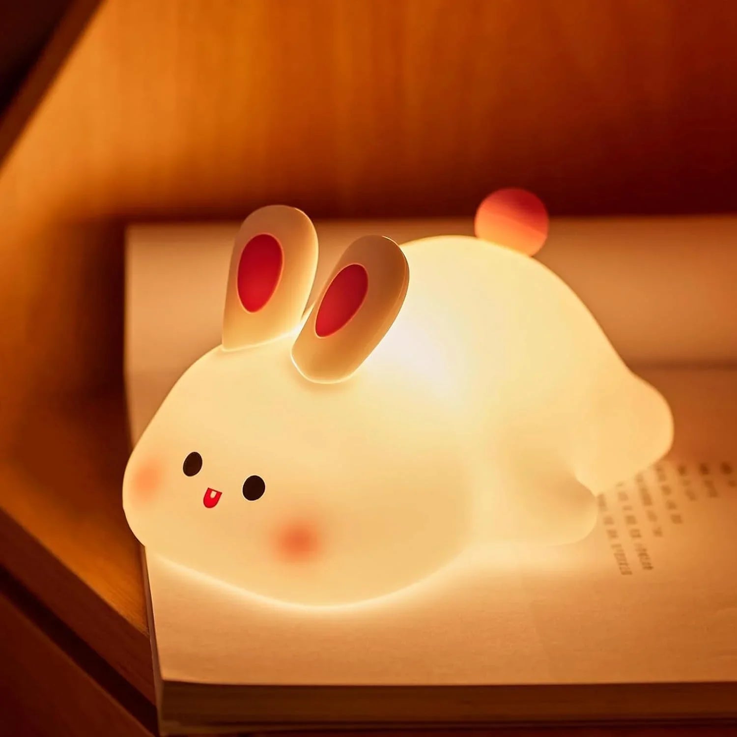 Cute Pear Night Light 7-Color Dimmable Touch-Controlled Night Light Silicone Stress Reducing Pat Duck Lamp USB Rechargeable