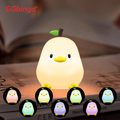 Cute Pear Night Light 7-Color Dimmable Touch-Controlled Night Light Silicone Stress Reducing Pat Duck Lamp USB Rechargeable
