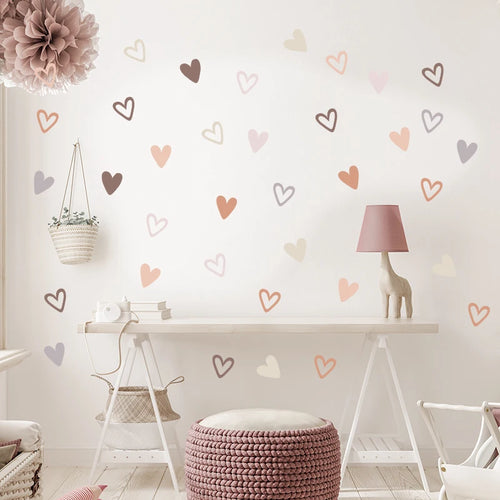 36pcs Heart Shape  Boho Style Wall Stickers